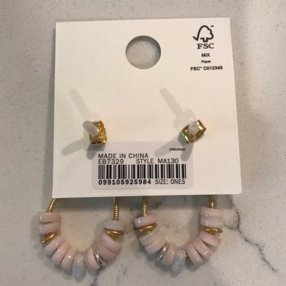Madewell Mother of Pearl Beaded Gold Stud Earrings - Picture 3 of 3